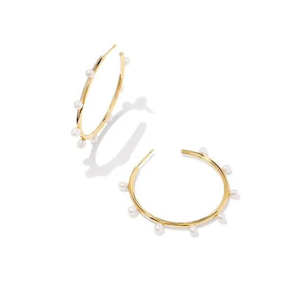 Leighton Pearl Hoop Earrings Gold White Pearl Koerbers Fine Jewelry Inc New Albany, IN