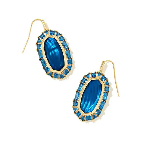 Elle Crystal Frame Drop Earrings Gold Sea Blue Illusion Koerbers Fine Jewelry Inc New Albany, IN