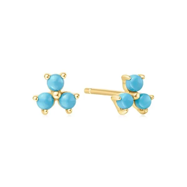 Gold Lab Created Turquoise Lotus Stud Earrings Koerbers Fine Jewelry Inc New Albany, IN