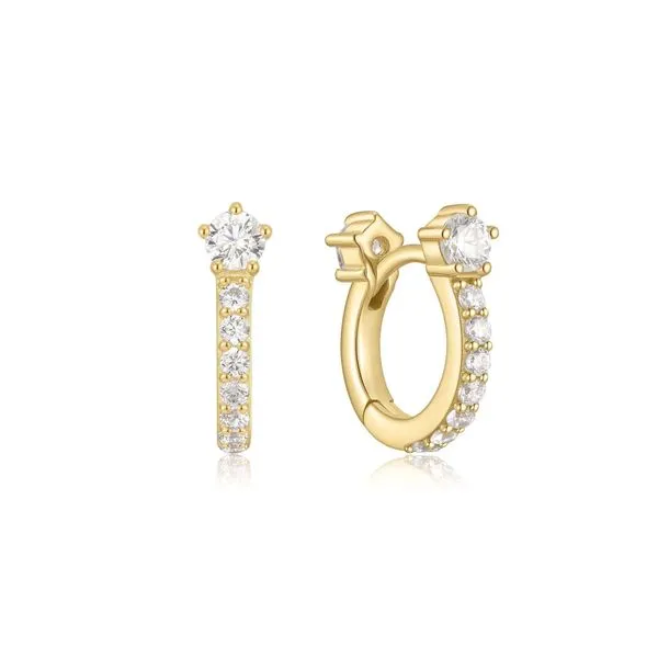 Gold Sparkling Pavé Huggie Hoop Earrings Koerbers Fine Jewelry Inc New Albany, IN