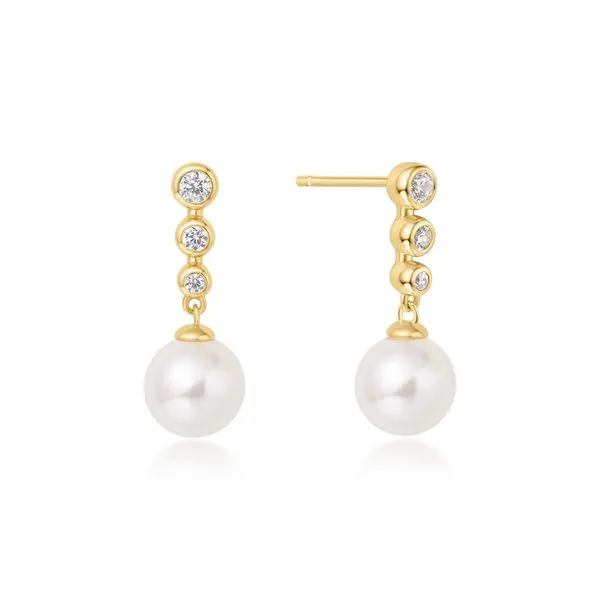 Gold Tennis Beaded Stone Pearl Drop Stud Earrings Koerbers Fine Jewelry Inc New Albany, IN