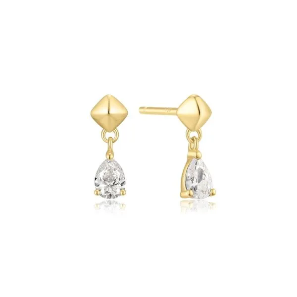 Gold Pyramid Dangle Threaded Stud Earrings Koerbers Fine Jewelry Inc New Albany, IN