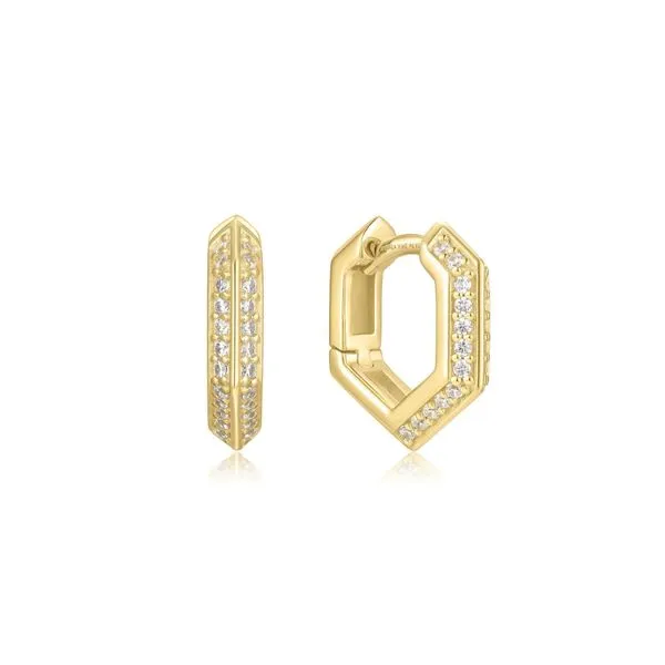 Gold Sparkling Shield Huggie Hoop Earrings Koerbers Fine Jewelry Inc New Albany, IN