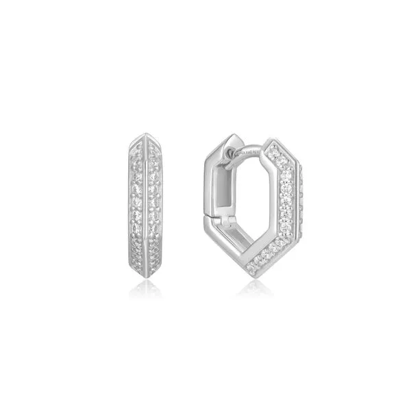 Silver Sparkling Shield Huggie Hoop Earrings Koerbers Fine Jewelry Inc New Albany, IN