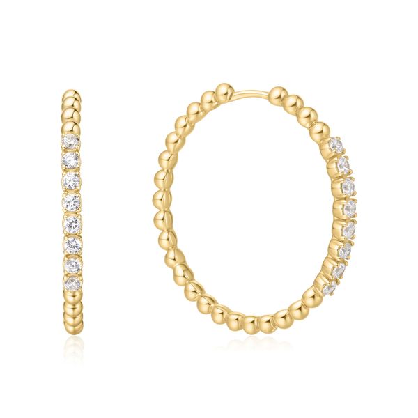 Gold Large Claw Sphere Beaded Hoop Earrings Koerbers Fine Jewelry Inc New Albany, IN