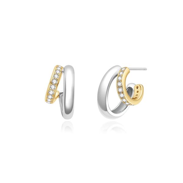 Two-Tone Sparkling Stud Hoop Earrings Koerbers Fine Jewelry Inc New Albany, IN