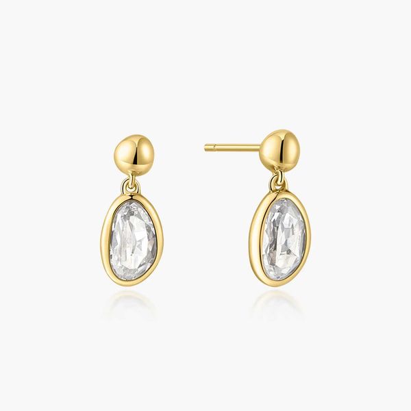 Gold Bezel Organic Pebble Dangle Stud Earrings Koerbers Fine Jewelry Inc New Albany, IN