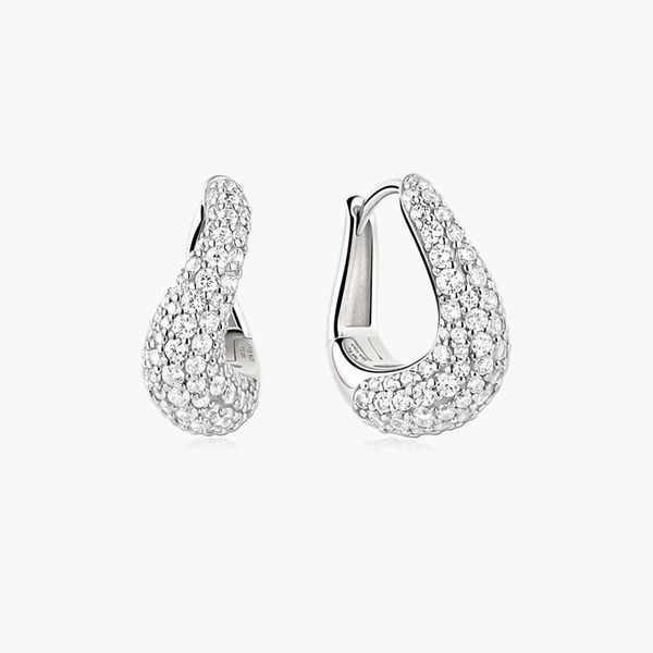Silver Pavé Wave Huggie Hoop Earrings Koerbers Fine Jewelry Inc New Albany, IN