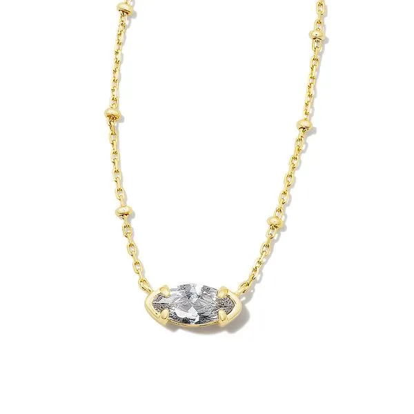 Genevieve Satelitte Short Pendant Necklace Gold White CZ Koerbers Fine Jewelry Inc New Albany, IN