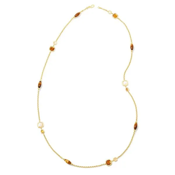 Monica Gold Long Strand Necklace in Brown Mix Image 2 Koerbers Fine Jewelry Inc New Albany, IN