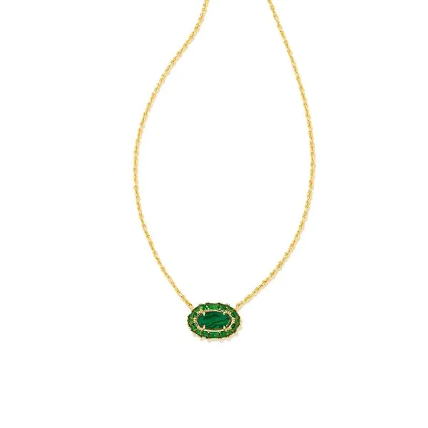 Elisa Crystal Frame Short Pendant Necklace Gold Kelly Green Illusion Koerbers Fine Jewelry Inc New Albany, IN