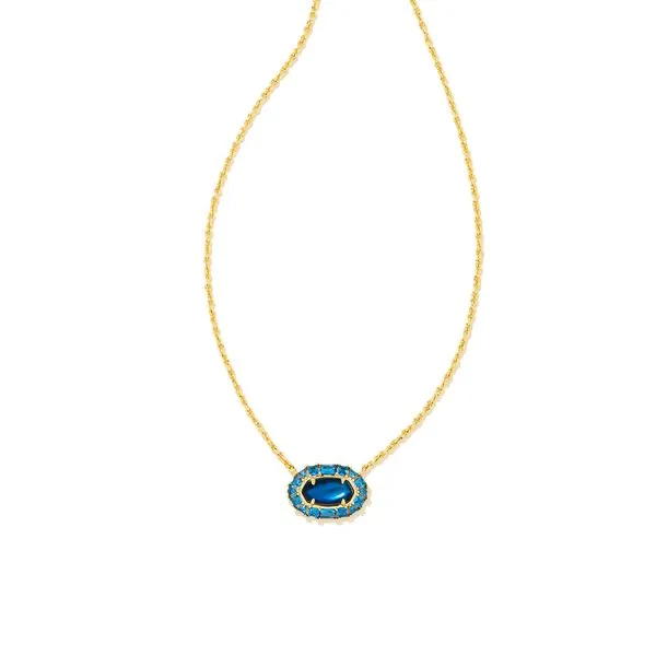 Elisa Crystal Frame Short Pendant Necklace Gold Sea Blue Illusion Koerbers Fine Jewelry Inc New Albany, IN