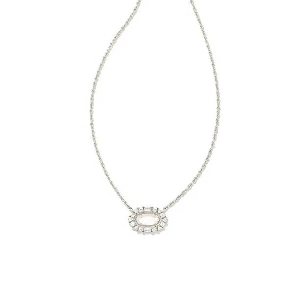 Elisa Crystal Frame Short Pendant Necklace Silver Ivory Mother Of Pearl Koerbers Fine Jewelry Inc New Albany, IN