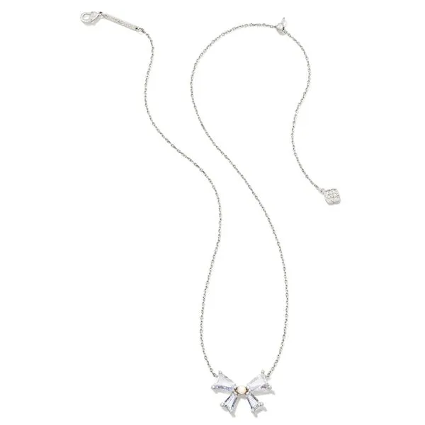 Blair Bow Short Pendant Necklace Silver White CZ Image 2 Koerbers Fine Jewelry Inc New Albany, IN