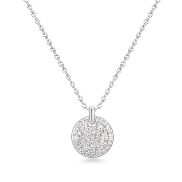 Silver Large Pavé Disc Necklace Koerbers Fine Jewelry Inc New Albany, IN