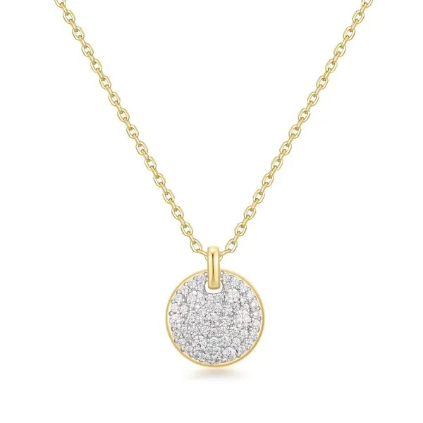 Gold Large Pavé Disc Necklace Koerbers Fine Jewelry Inc New Albany, IN