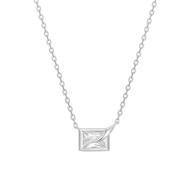 Silver Sparkling Bezel-Set Cube Necklace Koerbers Fine Jewelry Inc New Albany, IN