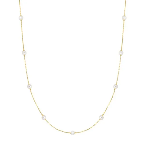 Gold Shell Pearl Station Chain Necklace Koerbers Fine Jewelry Inc New Albany, IN