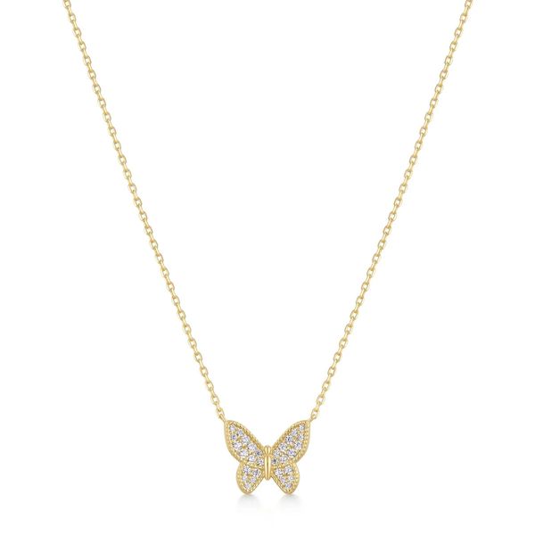 Gold Butterfly Pavé Necklace Koerbers Fine Jewelry Inc New Albany, IN