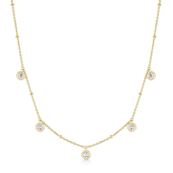 Gold Molten Bezel-Set Droplet Station Necklace Koerbers Fine Jewelry Inc New Albany, IN