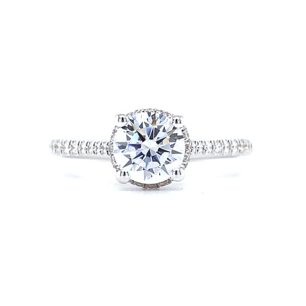 Coast Petite Halo Cathedral Fishtail Diamond Engagement Ring Mounting Koser Jewelers Mount Joy, PA