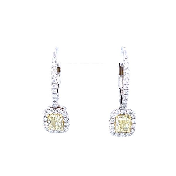 Uneek Fancy Yellow Radiant Cut Diamond Dangle Earrings Koser Jewelers Mount Joy, PA