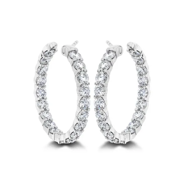 Memoire Petite Prong Round Diamond Hoop Earrings Koser Jewelers Mount Joy, PA