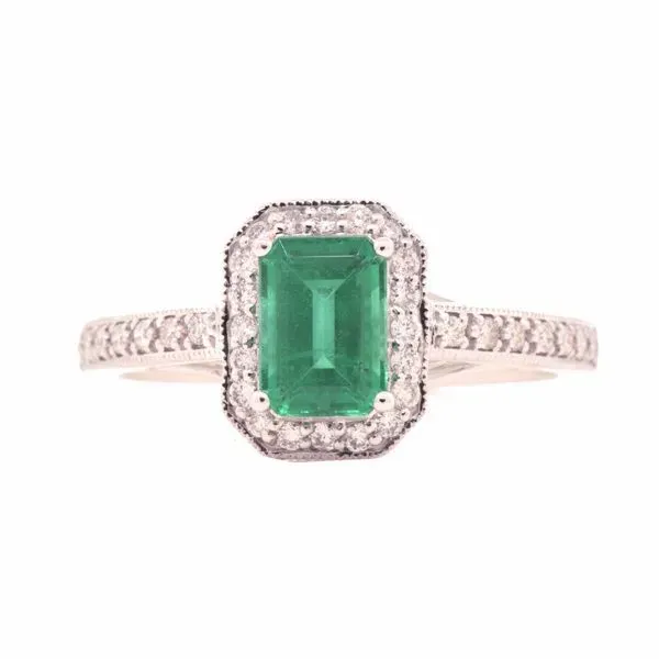 Emerald Cut Emerald Diamond Halo Ring Koser Jewelers Mount Joy, PA