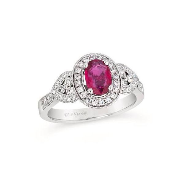 Le Vian Ruby & Diamond Milgrain Halo Ring Koser Jewelers Mount Joy, PA