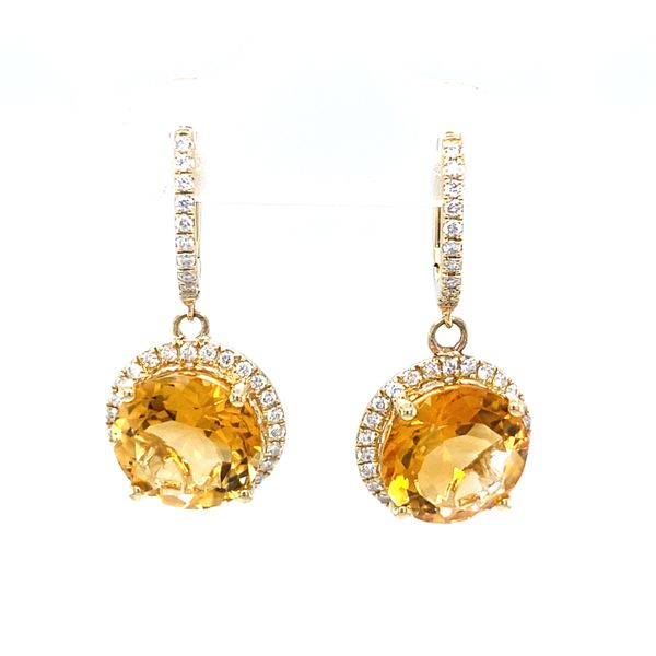 Citrine & Diamond Halo Dangle Earrings Koser Jewelers Mount Joy, PA