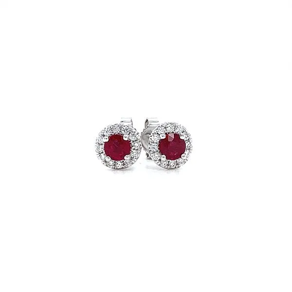 Coast Ruby Diamond Halo Stud Earrings Koser Jewelers Mount Joy, PA