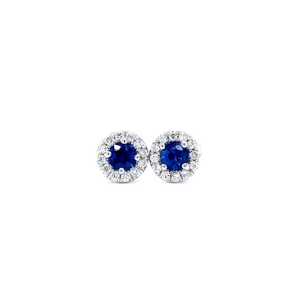 Coast Sapphire Diamond Halo Stud Earrings Koser Jewelers Mount Joy, PA
