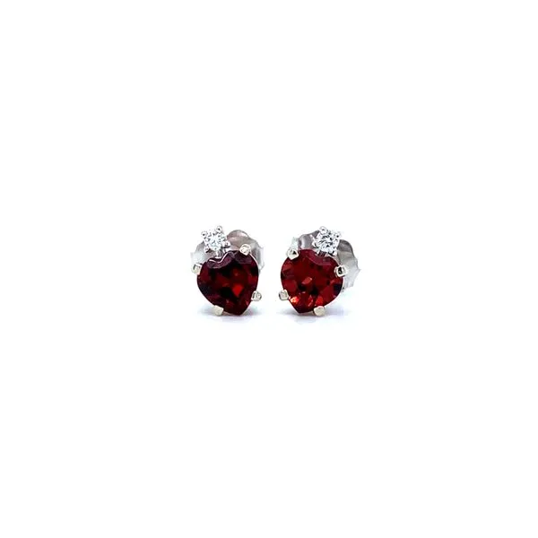 Heart Garnet & Diamond Stud Earrings Koser Jewelers Mount Joy, PA