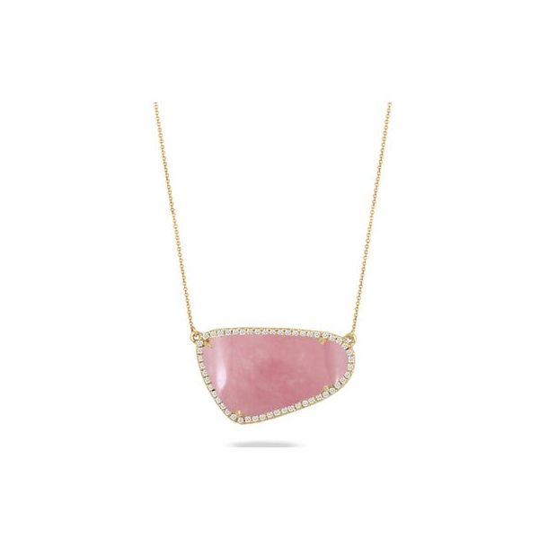 18K White & Yellow Gold Pink & White Diamond Necklace