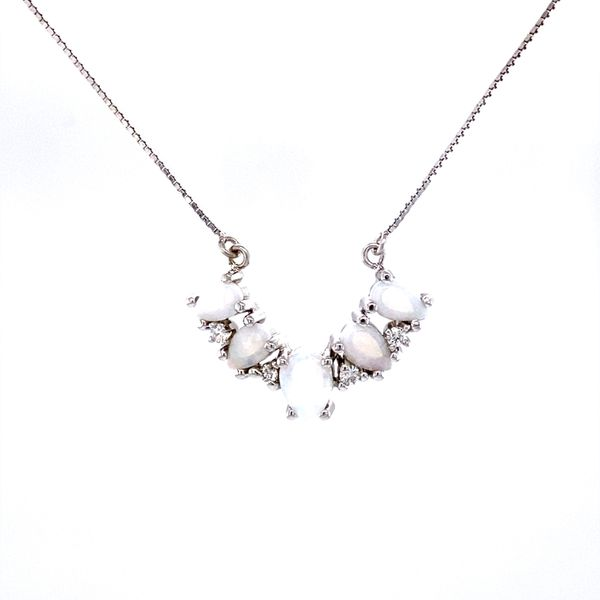Five Pear Shaped Opal & Diamond Necklace Koser Jewelers Mount Joy, PA