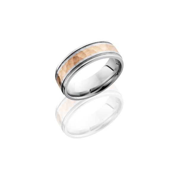 Lashbrook 7.5 mm Hammered Rose and Cobalt Wedding Ring Koser Jewelers Mount Joy, PA