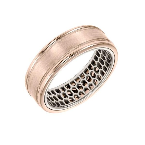 Artcarved 7 mm Flat Milgrain and Satin Finish Wedding Ring with Mesh Design Inside Koser Jewelers Mount Joy, PA