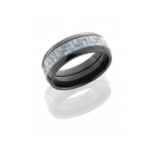 Lashbrook 8 mm Silver Carbon Fiber Black Zirconium Wedding Band Koser Jewelers Mount Joy, PA