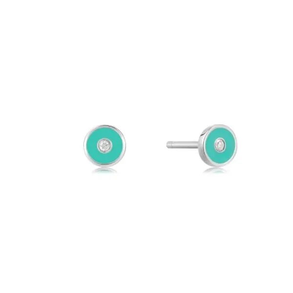 Ania Haie Bright Future Teal Enamel Disc Stud Earrings Koser Jewelers Mount Joy, PA