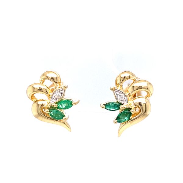 Emerald and Diamond Flower Earrings Koser Jewelers Mount Joy, PA