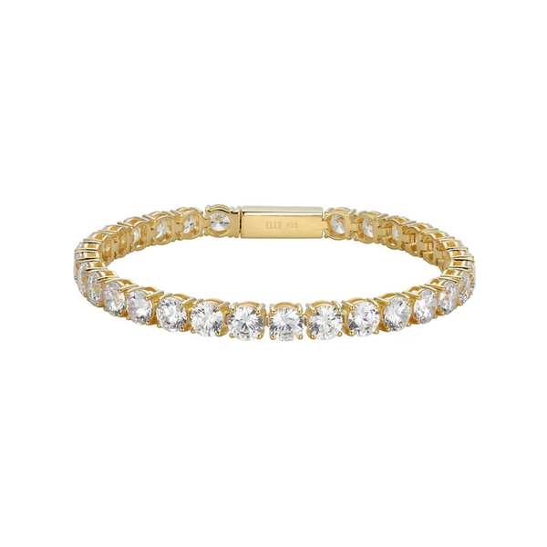 Elle Jewelry Gold Plated Sterling Silver Line Bracelet 6.75