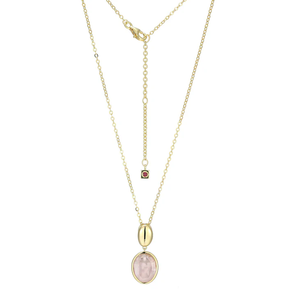 Elle Gold Plated Sterling Silver Riviere Rose Quartz Pendant Necklace Krekeler Jewelers Farmington, MO