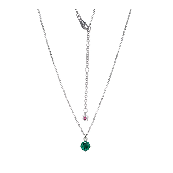 Lady's Elle Sterling Silver Birthstone May Created Emerald With Lab Grown Diamond Krekeler Jewelers Farmington, MO
