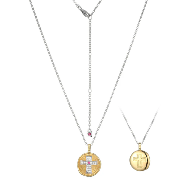 Elle Jewelry Bohemian Cross Lab-Created Ruby Reversible Pendant Necklace Krekeler Jewelers Farmington, MO