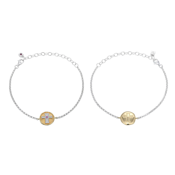 Elle Gold Plated Sterling Silver Cross Medalion Bracelet Krekeler Jewelers Farmington, MO