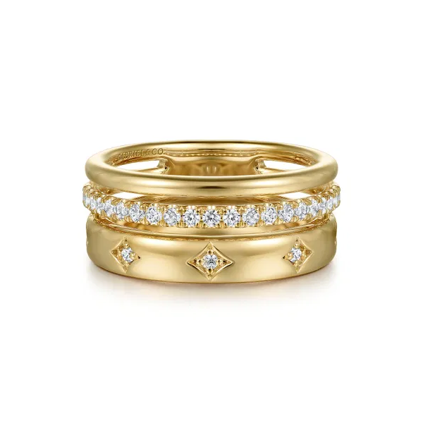 Gabriel & Co. 14K Yellow Gold Diamond Easy Stackable Ladies Ring Krekeler Jewelers Farmington, MO