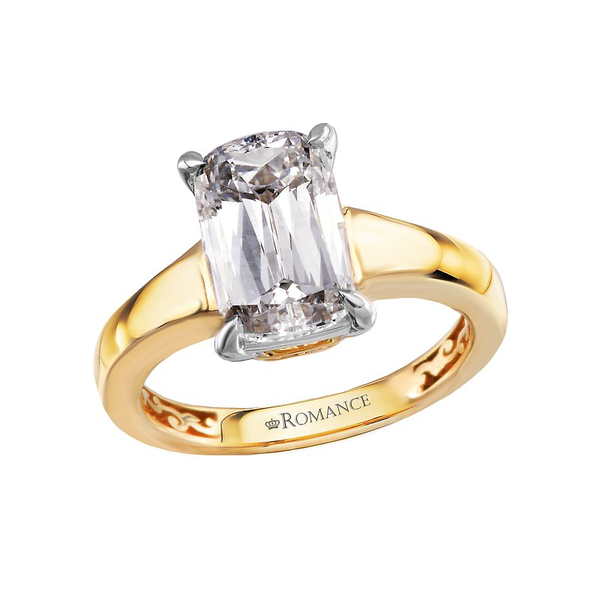 Lady's 14 Karat Yellow Gold 1 Elongated Cushion Cut Lab Grown Diamond Weighing 3.08 ct Having F Color VS1 Clarity Krekeler Jewelers Farmington, MO