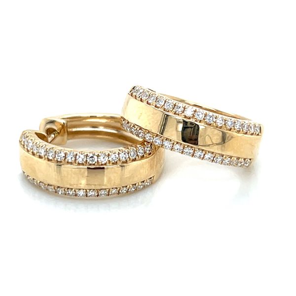 Lady's 14 Karat Yellow Gold Hoop Earrings With Diamonds Krekeler Jewelers Farmington, MO