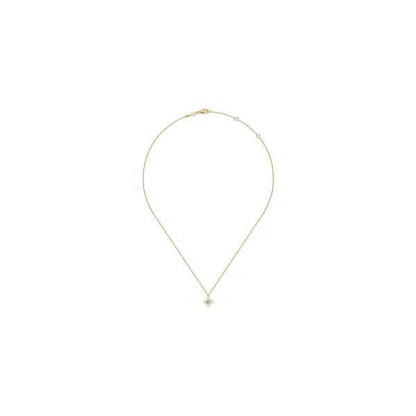 14K Yellow Gold Floral Diamond Pendant Necklace Image 2 Krekeler Jewelers Farmington, MO