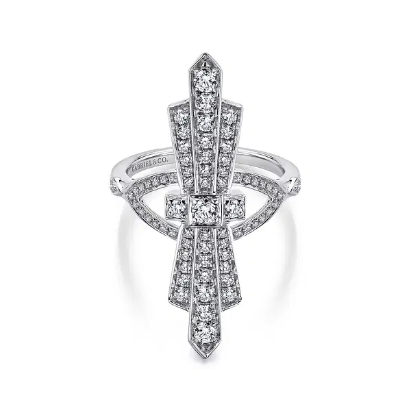 Lady's Art Deco 14 Karat White Gold Diamond Ring Krekeler Jewelers Farmington, MO